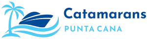 Logo of Catamarans Punta Cana featuring a boat, palm tree, and wavy water design.