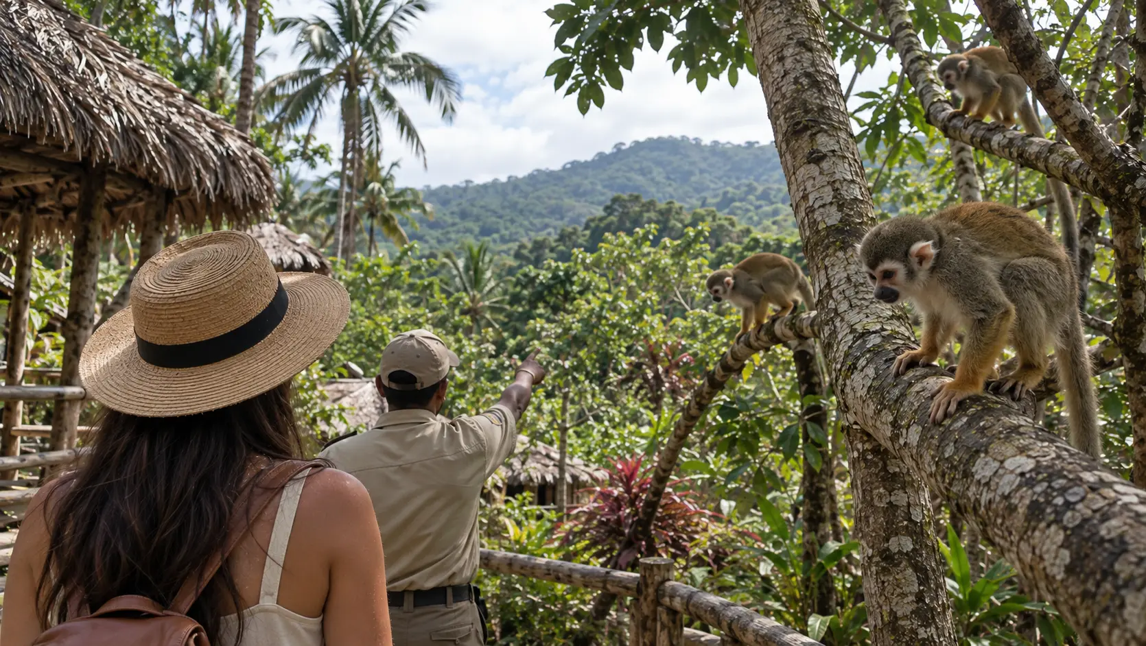 Monkey Land Punta Cana wildlife experience with squirrel monkeys in a lush tropical sanctuary