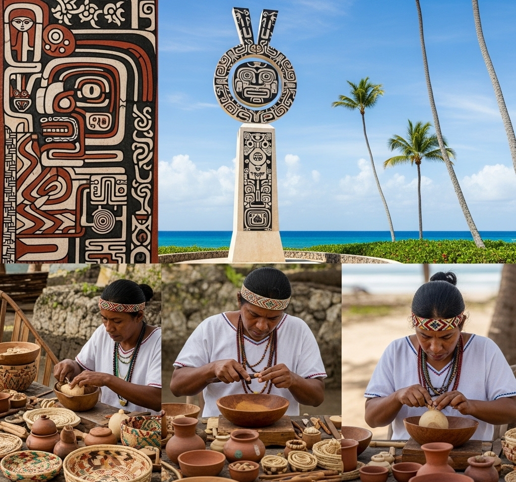 Traditional Taino art and cultural symbols from Punta Cana’s rich history.