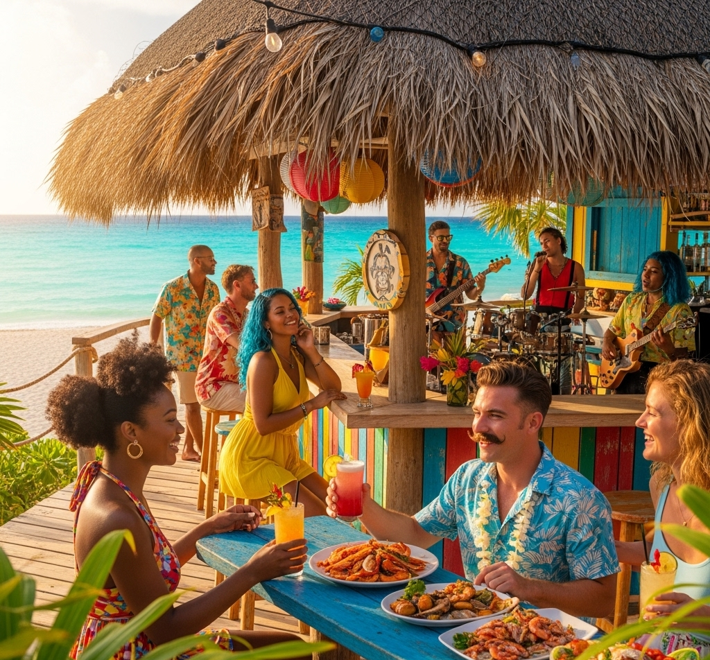  Beachfront bar and seafood in Punta Cana with lively music and local cuisine.