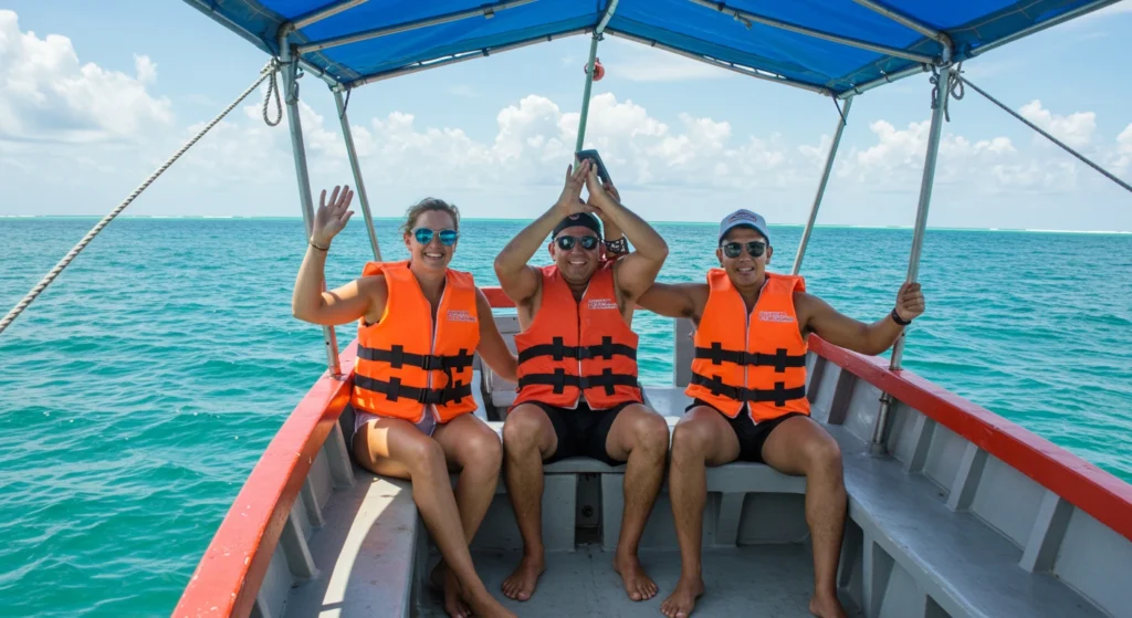 Private boat party in tropical waters.