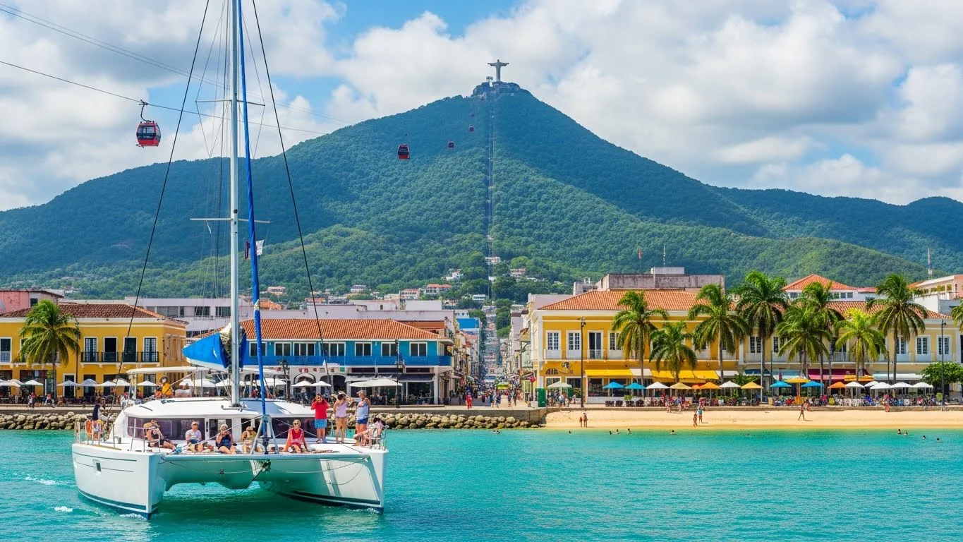 Puerto Plata one-day cruise highlights with catamaran, cable car, and beach.