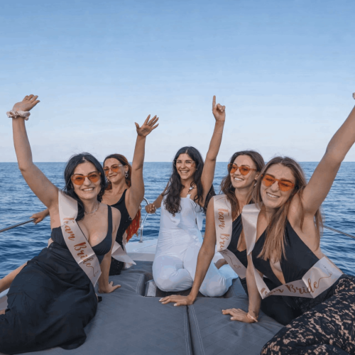 friends bachelorette party on catamaran